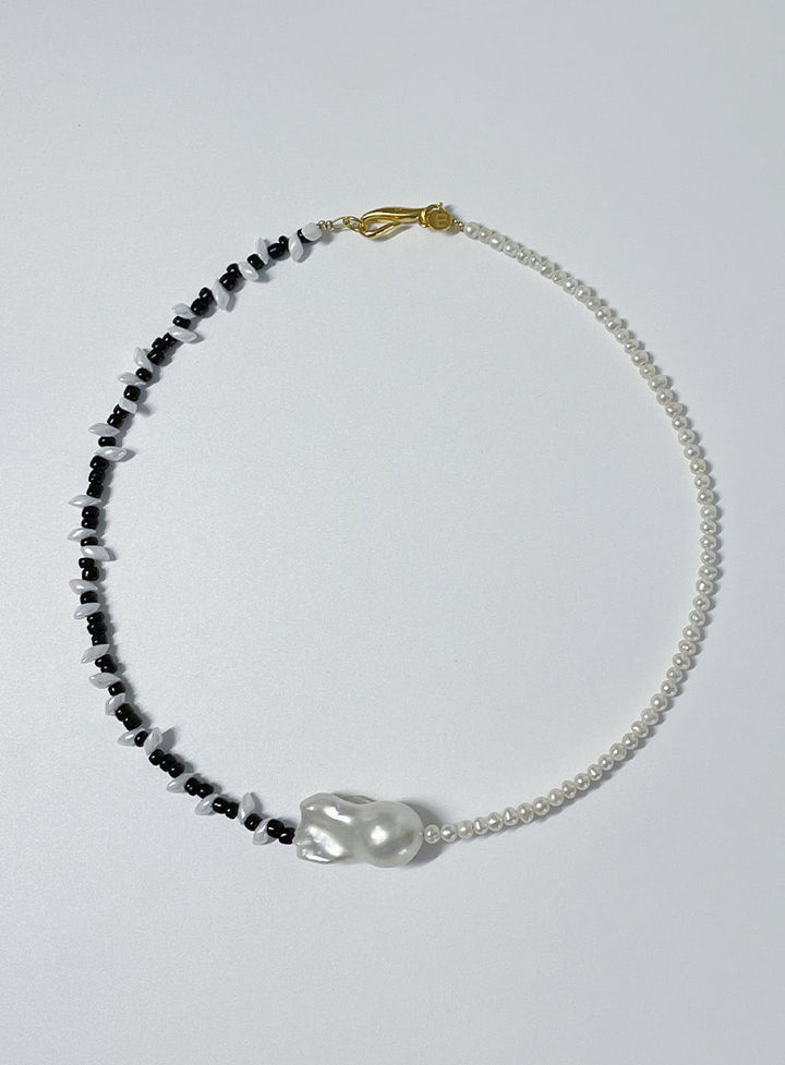 Mixed Baroque Pearl Ocra Gold Plated Necklace w. Pearls