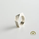 Minrl | Random Polygons Square Five Hexagons Silver Rings