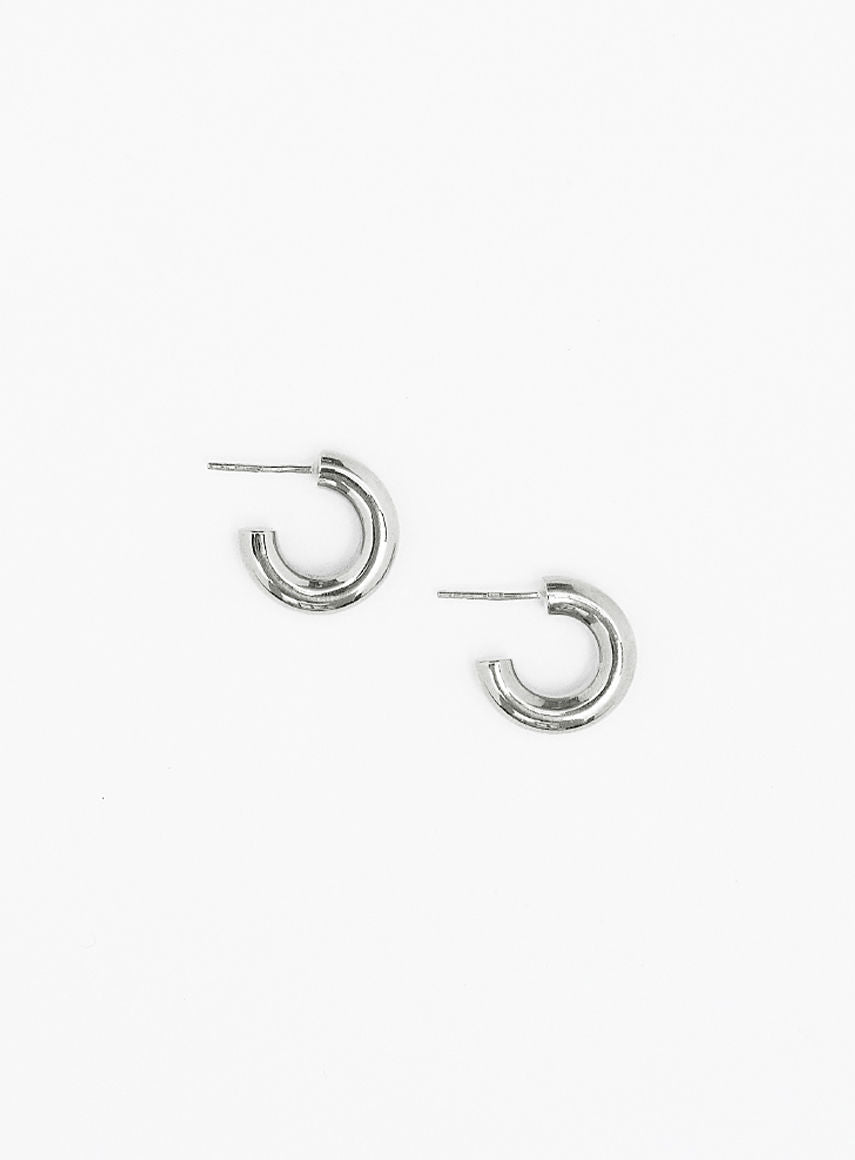 Mini round Shiny Silver Hoops