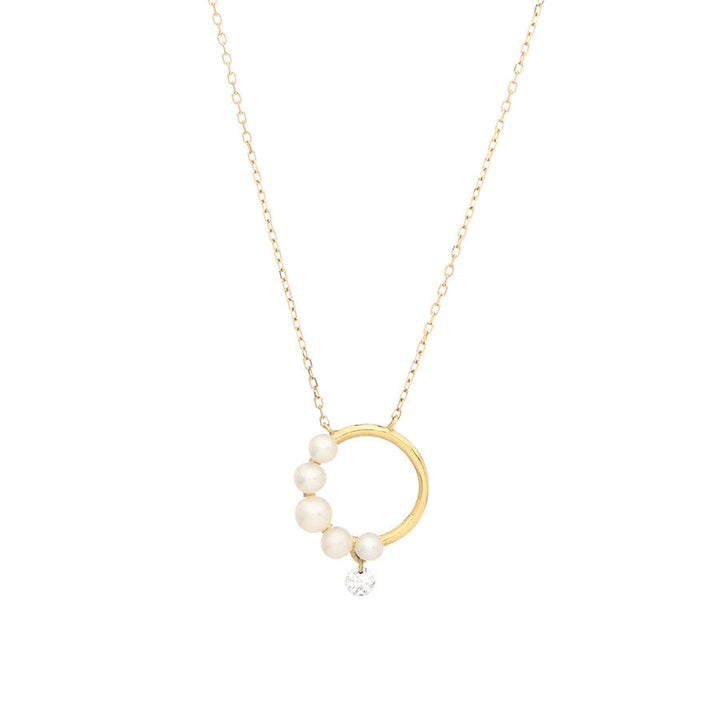 Collier Aphrodite 18K Guld Halskæde m. Diamant & Perler