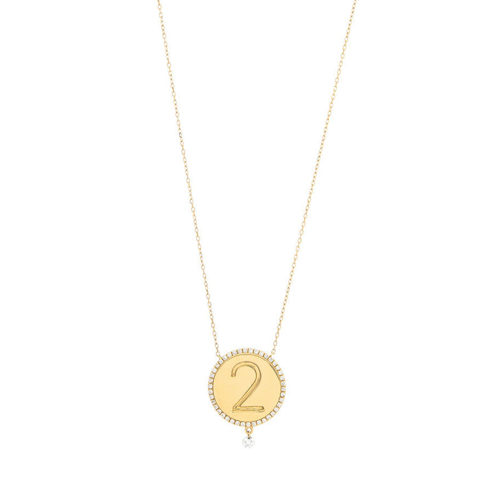 2 Medallion 18K Gold Necklace w. Diamonds