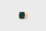 IX Hexagon Marble Signet Gold Plated Ring