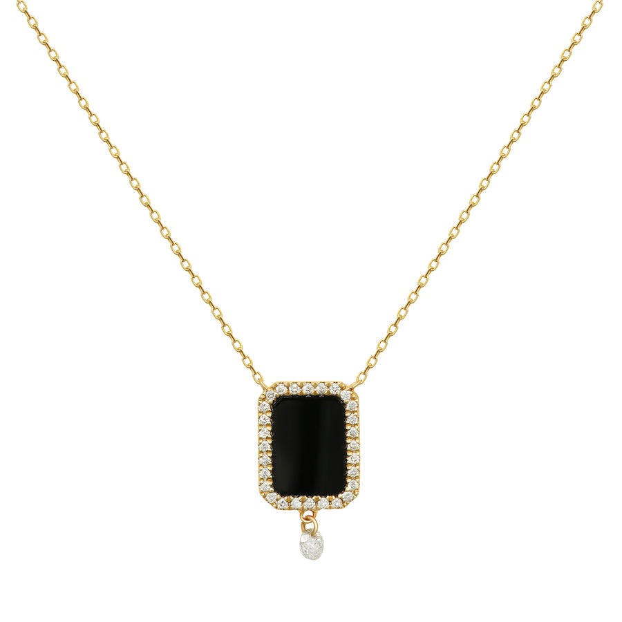 Collier Semi Precious 18K Gold oder Whitegold Halskette w. Achat & Diamanten