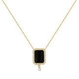 Collier Semi Precious 18K Gold oder Whitegold Halskette w. Achat & Diamanten