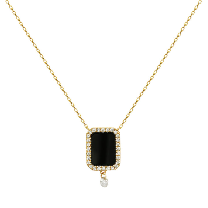Collier Semi Precious 18K Gold oder Whitegold Halskette w. Achat & Diamanten