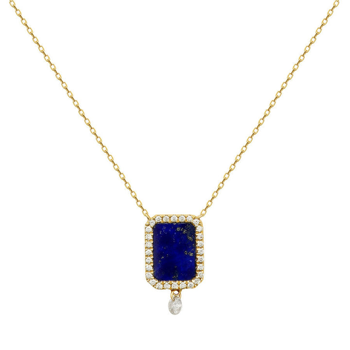 Collier Halbedelstein Halskette aus 18K Gold oder Weißgold I Lapis und Diamanten