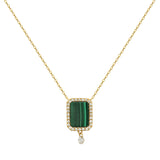 Collier Semi Precious 18K Gold Necklace w. Malachite & Diamonds