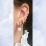 Smiley 18K Gold Plated Huggie w. White Pearls