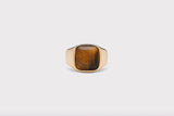 IX Cushion Signet 22K Gold Plated Ring w. Tiger's Eye Ring
