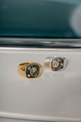 IX Cushion Turtle Agate Gold Plated Signet Ring