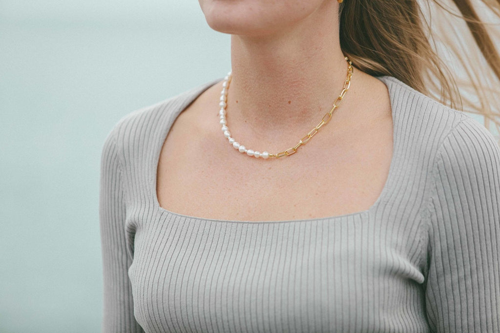 IX Uniqio Perle Halskæde Forgyldt