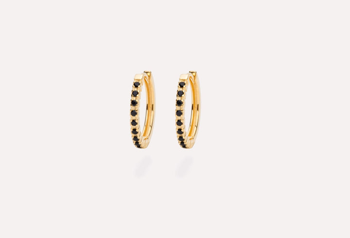 IX Eternity Black Gold Plated Hoops