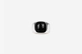 IX Cushion Signet Silver Ring w. Hawks Eye Ring
