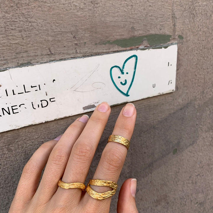 Wave Single Ring Forgyldt
