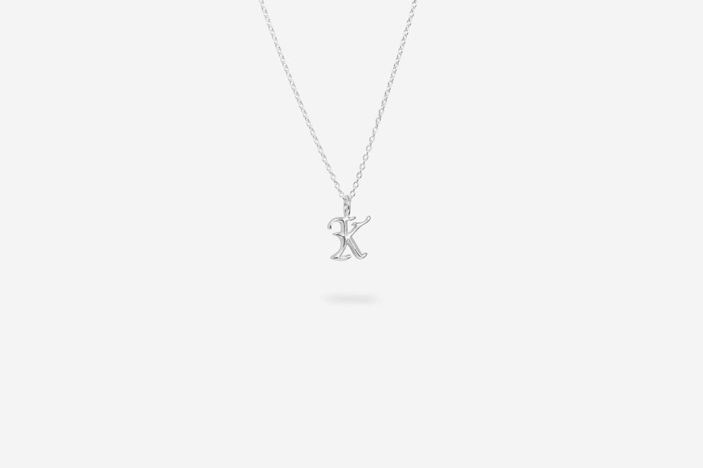 IX K Letter Silver Pendant