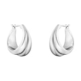 Large Curve Silver Earrings