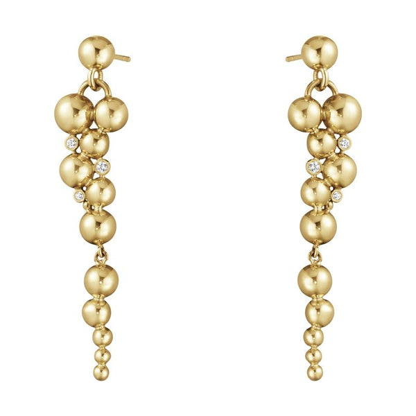 Moonlight Grapes long 18K Gold Earrings w. Diamonds