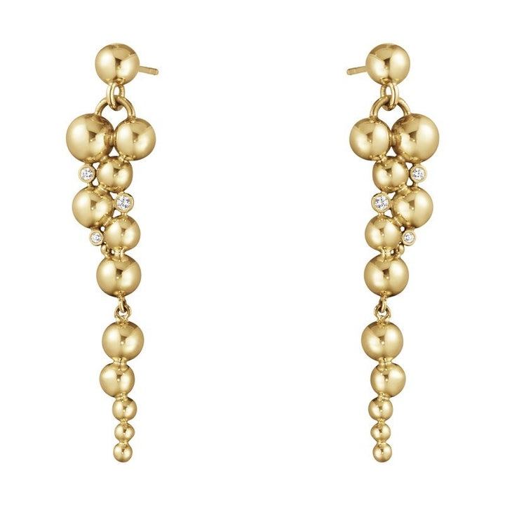 Moonlight Grapes long 18K Gold Earrings w. Diamonds