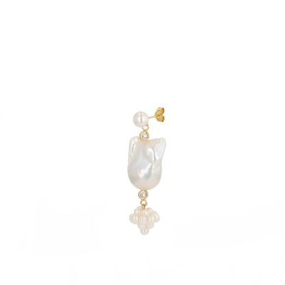 Neptune 18K Gold Plated Stud w. White Pearls
