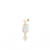 Neptune 18K Gold Plated Stud w. White Pearls
