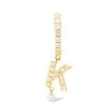 Pavé Alphabet Piercing 18K Gold Hoop w. Diamonds