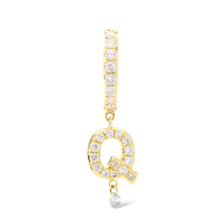 Pavé Alphabet Piercing 18K Gold Hoop w. Diamonds