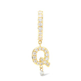 Pavé Alphabet Piercing 18K Gold Hoop w. Diamonds