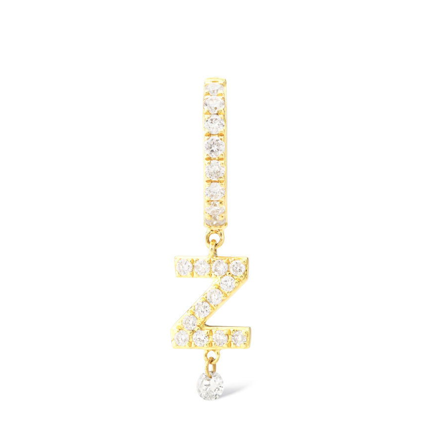 Pavé Alphabet Piercing 18K Gold Hoop w. Diamonds