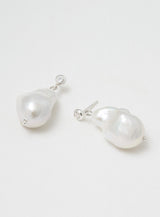 Giant pearl Sølv Øreringe m. Zirkon & perle