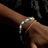 Wave Chaser Gold Plated Bracelet w. Peach Beads