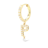 Pavé Alphabet Piercing 18K Gold Hoop w. Diamonds