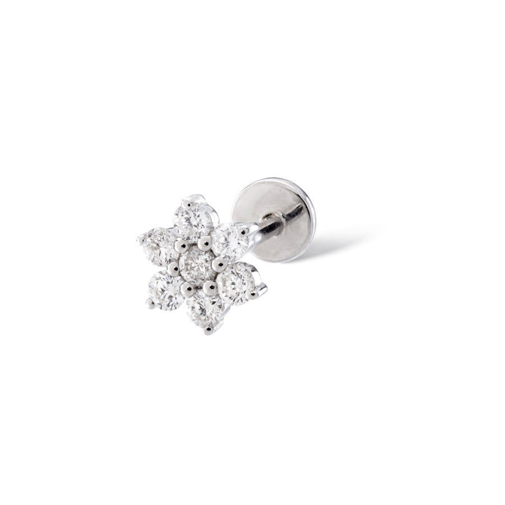 Flower Piercing 18K Gold or Whitegold Stud w. Diamonds