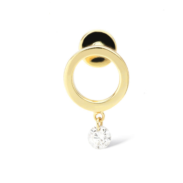 Full moon Piercing 18K Gold Stud w. Diamond