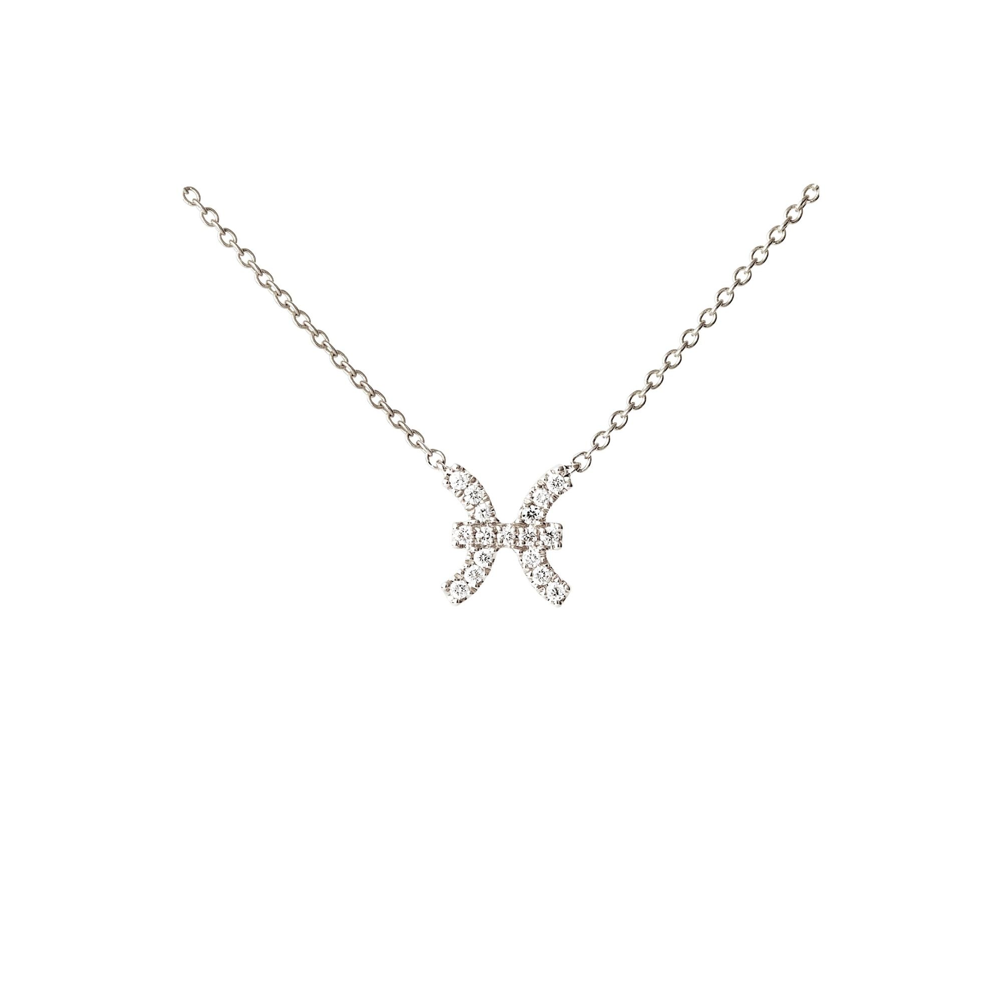 Petit Sign Pisces 18K Whitegold Necklace w. Diamonds