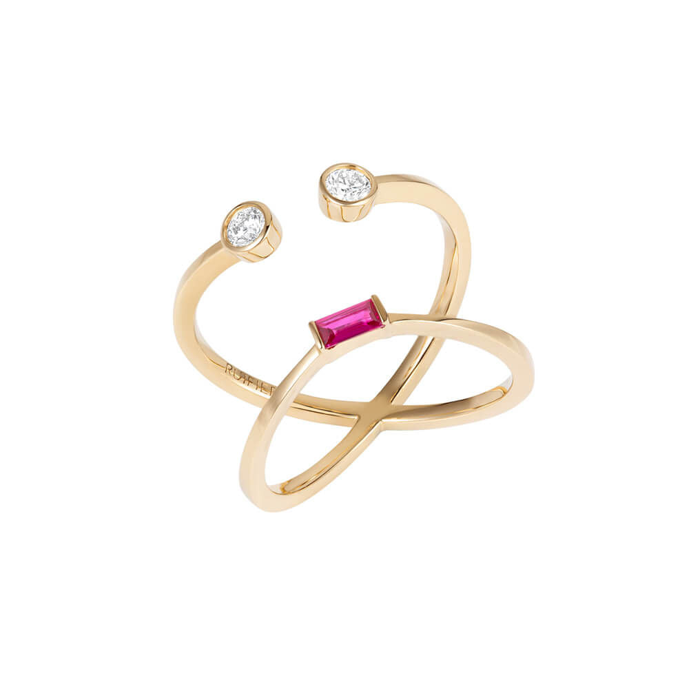 PREMIERE Carina 18K Guld Ring m. Diamant & Rubin
