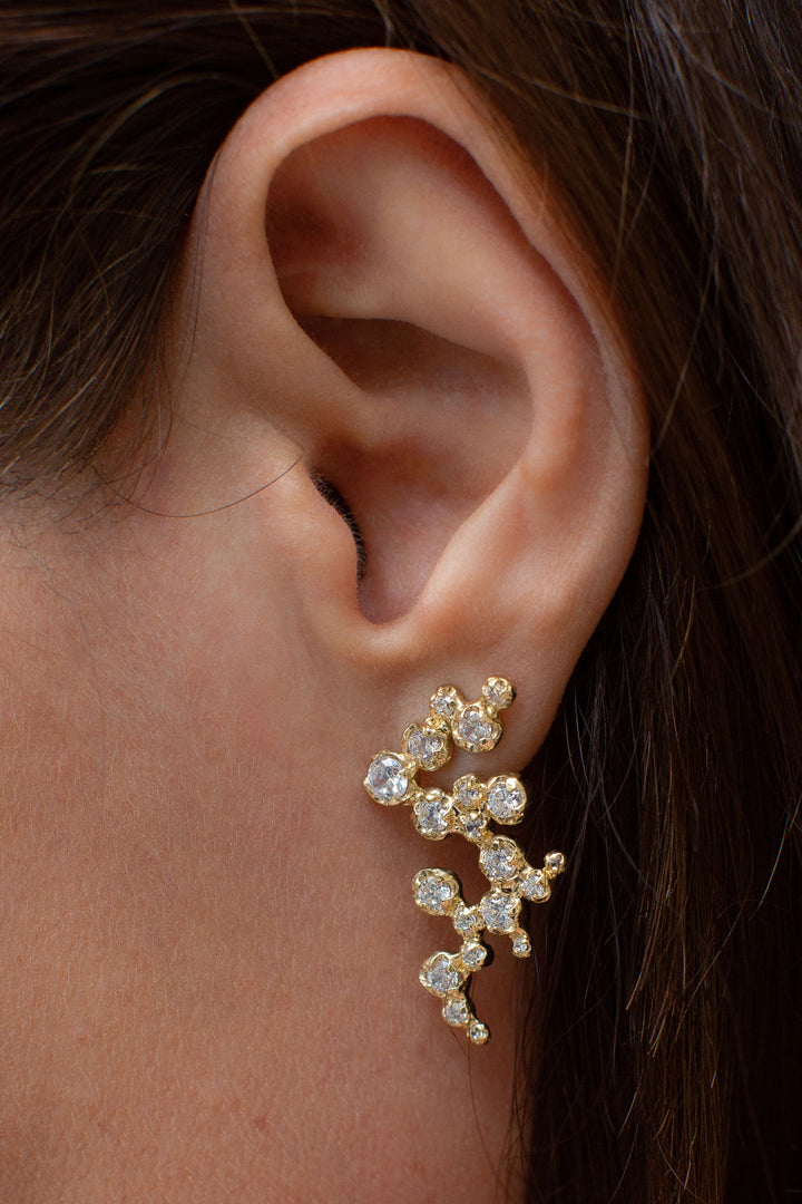 Big Organic Nr 02 18K Gold, Whitegold or Rosegold Earrings w. Diamonds