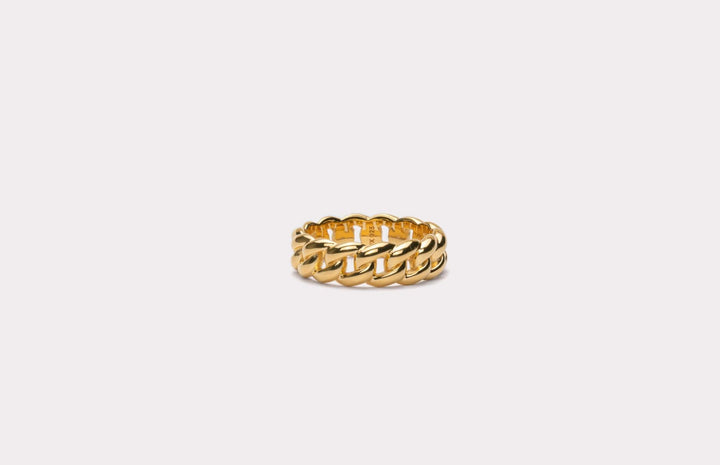 IX Polished Curb Gold Plated Ring