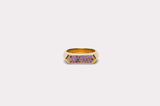 IX Mini Hexagon Purple Gold Plated Ring