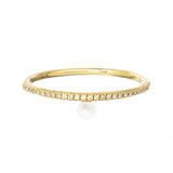 Aphrodite Hanging 18K Gold Ring w. Diamonds & Pearl