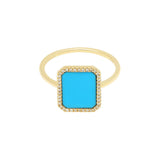 Bague Semi Precious 18K Guld Ring m. Turkis & Diamanter