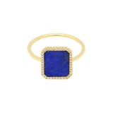 Bague Semi Precious 18K Gold Ring w. Lapis & Diamonds
