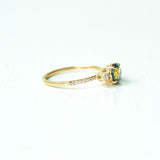Boho Varna 18K Gold Ring w. Diamonds & Sapphire