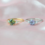 Boho Varna 18K Gold Ring w. Diamonds & Sapphire