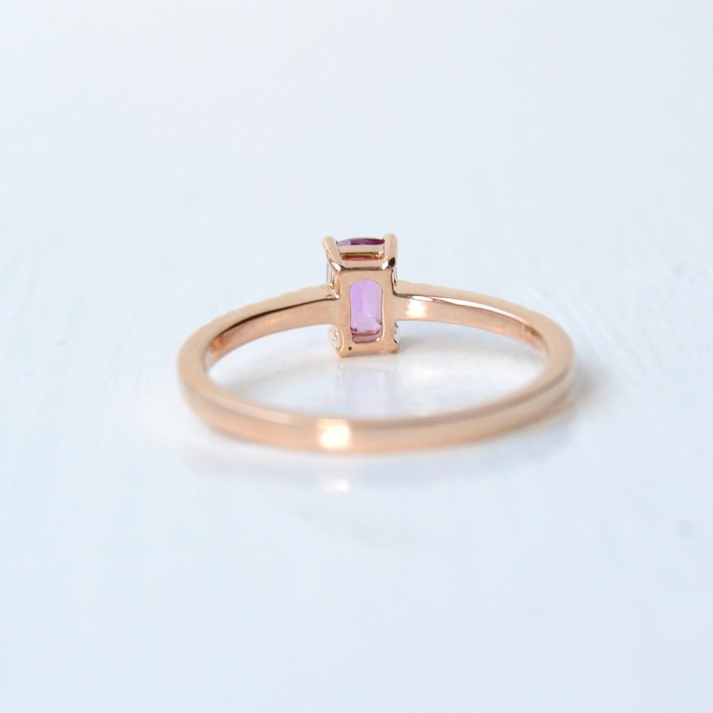 Digu Rosa 18K Rosaguld Ring m. Diamanter & Safir