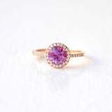 Diyamanti Kava 14K Rosegold Ring w. Diamonds & Sapphire