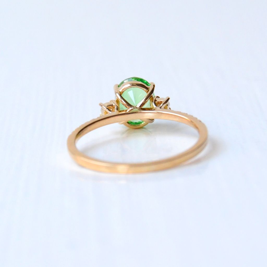 Minti 18K Guld Ring m. Tsavorit Sten & Diamanter