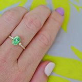 Minti 18K Guld Ring m. Tsavorit Sten & Diamanter