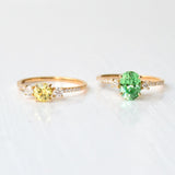 Minti 18K Guld Ring m. Tsavorit Sten & Diamanter