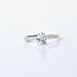 Paliha Sudu 18K Whitegold Ring w. Sapphire & Diamonds