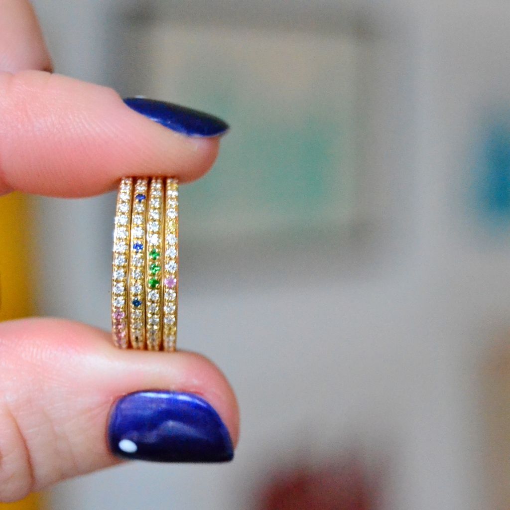 Sarah Lil Green 14K Gold Ring w. Diamonds & Tsavorites